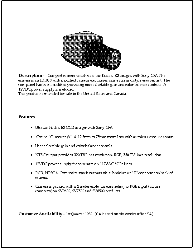 CCD1000 Video Camera