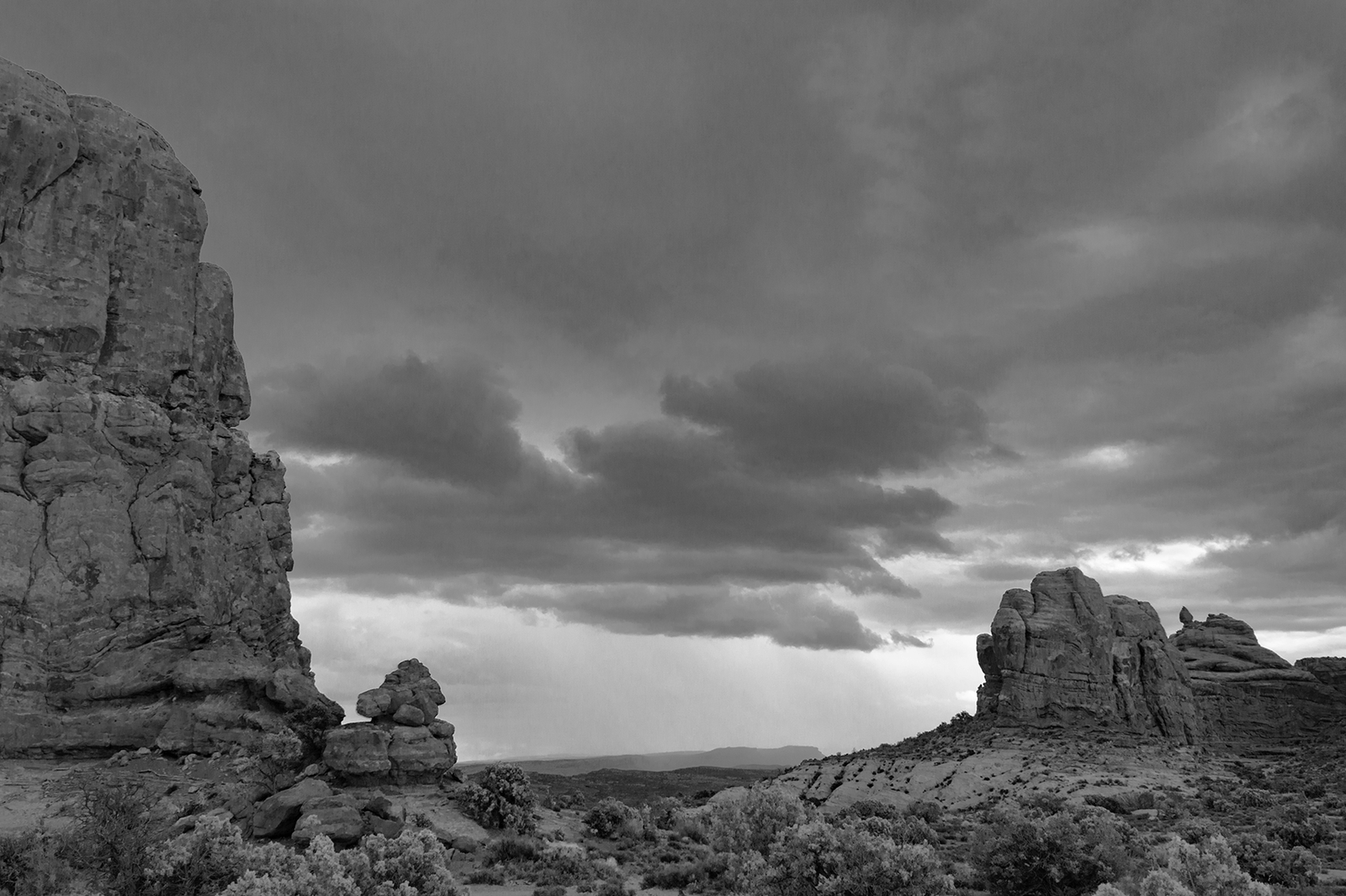 Rain Clouds over Arches Valey.